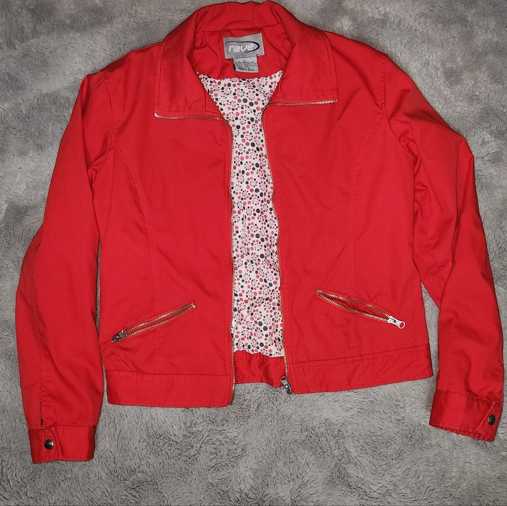 Vintage 100% Cotton Rave Red Bomber Jacket